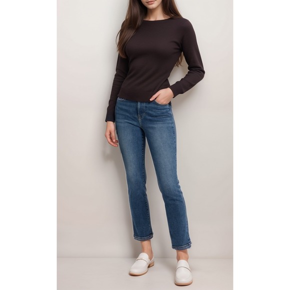 Veronica Beard Jeans Sz 26x27 Nile Blue Medium Wash Straight Leg High Waist - Picture 1 of 13